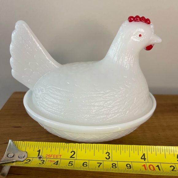 Vintage opalescent milk glass Hen on nest 2 piece possible Westmoreland 4.25” - Picture 2 of 10